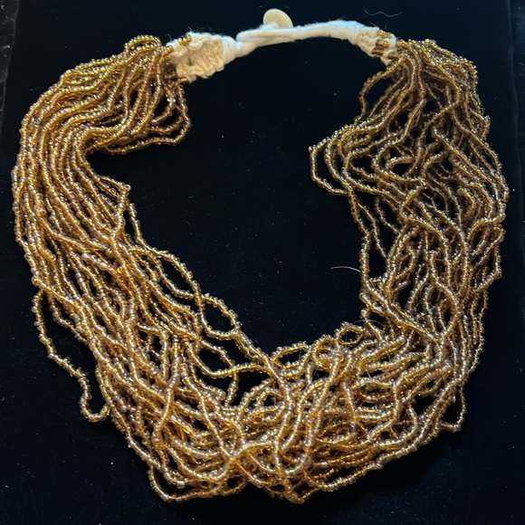 Brown and Cream Beaded Necklace - Picture 10 of 16